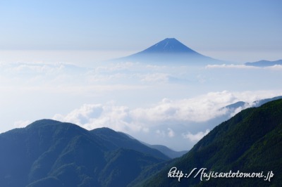 薬師岳から望む夏の富士山と雲海