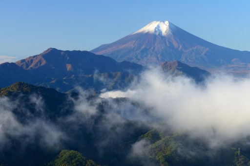 百蔵山からの雲海と富士山の写真