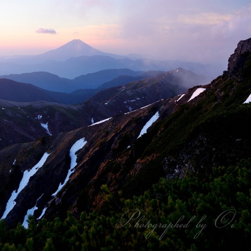 塩見岳の夜明けの写真