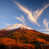 紅葉する富士山奥庭自然公園とフェニックス雲の写真 「夕暮れのフェニックス」