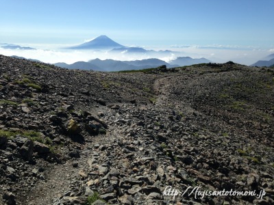農鳥岳登山道と富士山