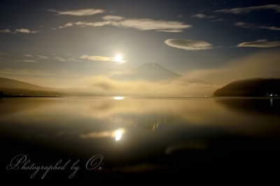 山中湖より望む夜の富士山