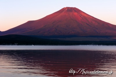 山中湖より望む9月の赤富士