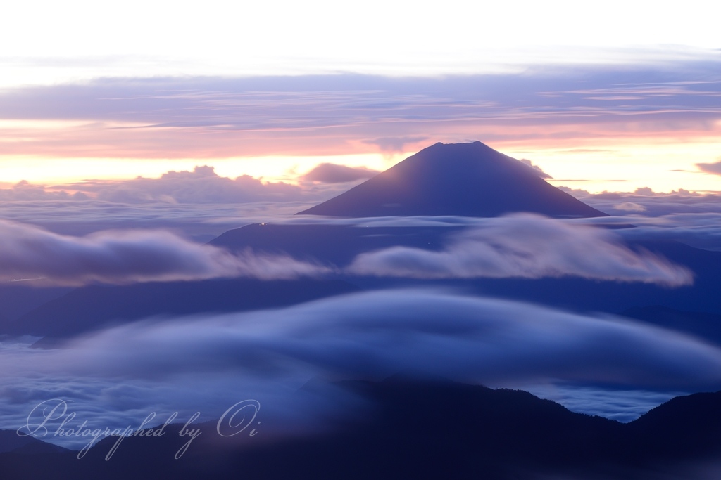 赤石岳より望む富士山と雲海の写真̌̎朝焼け雲に遊ぶ̏ - 南アルプス中・南部エリア࿸静岡ݼ・長野ݼ࿹̍