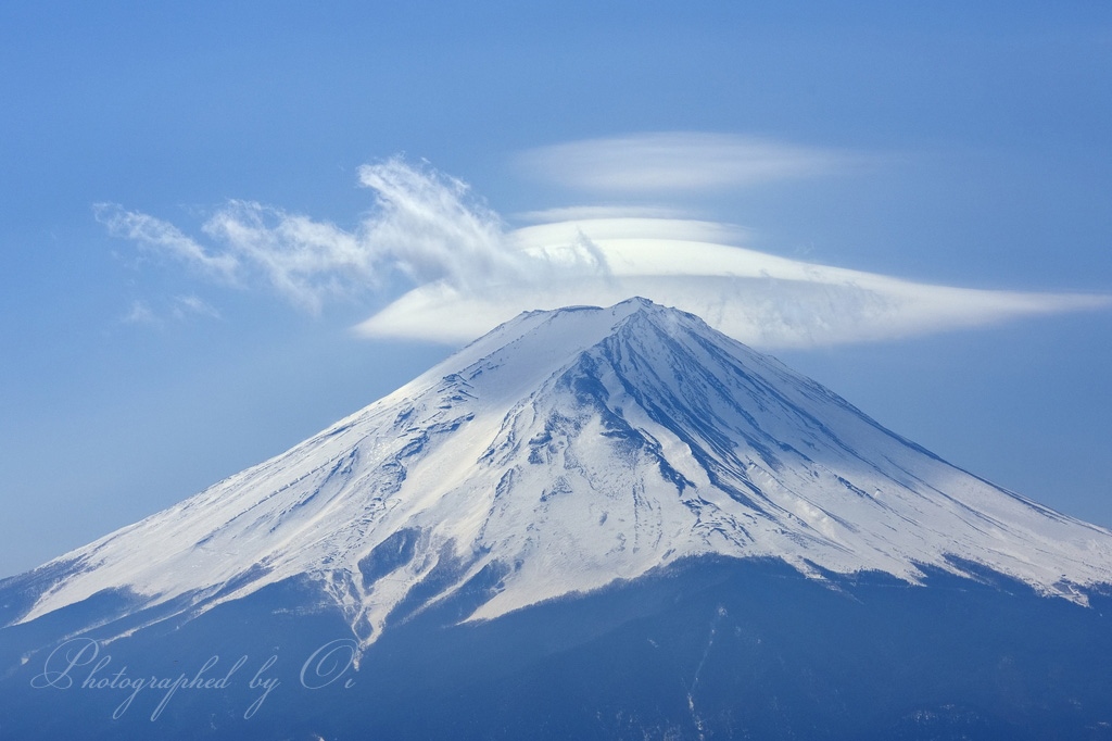 富士山の笠雲の写真̌̎風に乗って̏ - 河口湖・御坂周辺山エリア࿸山梨ݼ࿹̍