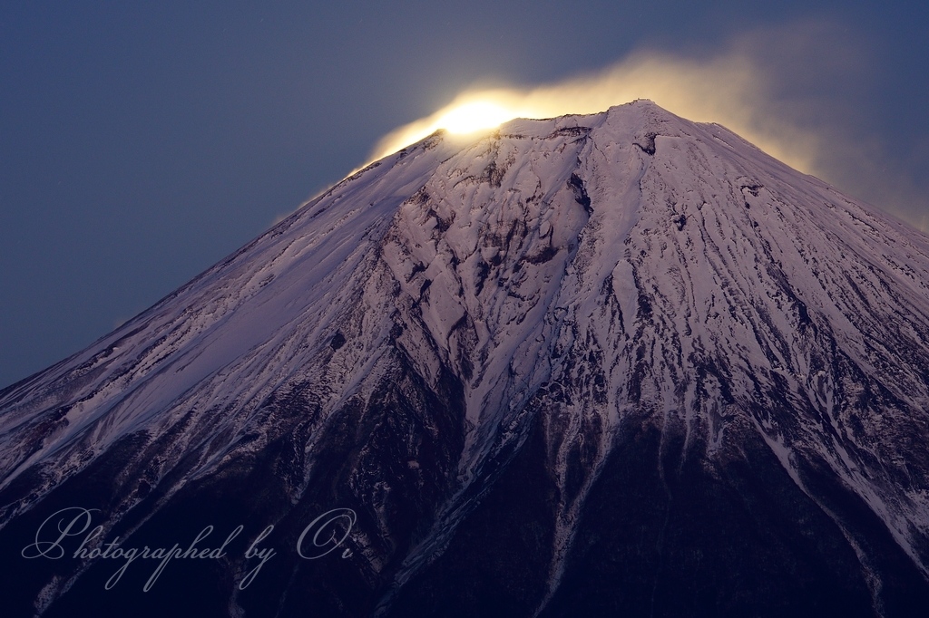 佐野峠から望むパール富士࿸ٸと富士山࿹の写真̌̎残照に出づ̏ - 安ԍ奥山地エリア࿸静岡ݼ・山梨ݼ࿹̍