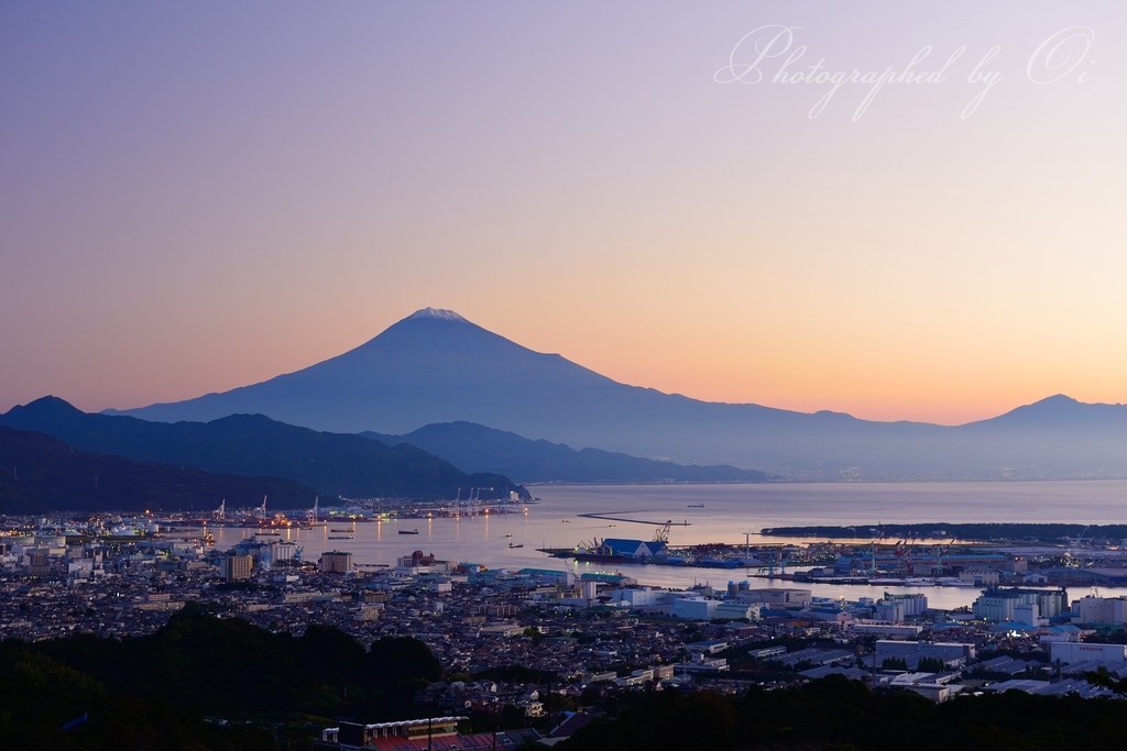 日本平からの夜ٮけの富士山の写真̌̎白き3776m̏ - 静岡עۥ水区エリア࿸静岡ݼ࿹̍