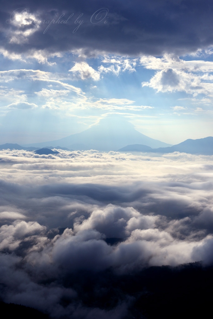 櫛形山から雲海の富士山の写真̌̎生まれくる雲̏ - 南アルプス前衛エリア࿸山梨ݼ࿹̍