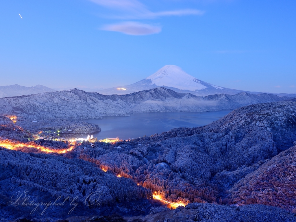 箱根大観山より望む雪景色と富士山の写真̌̎蒼零の朝̏ - 箱根外輪山・芦ノ湖周辺エリア࿸神奈川ݼ・静岡ݼ࿹̍