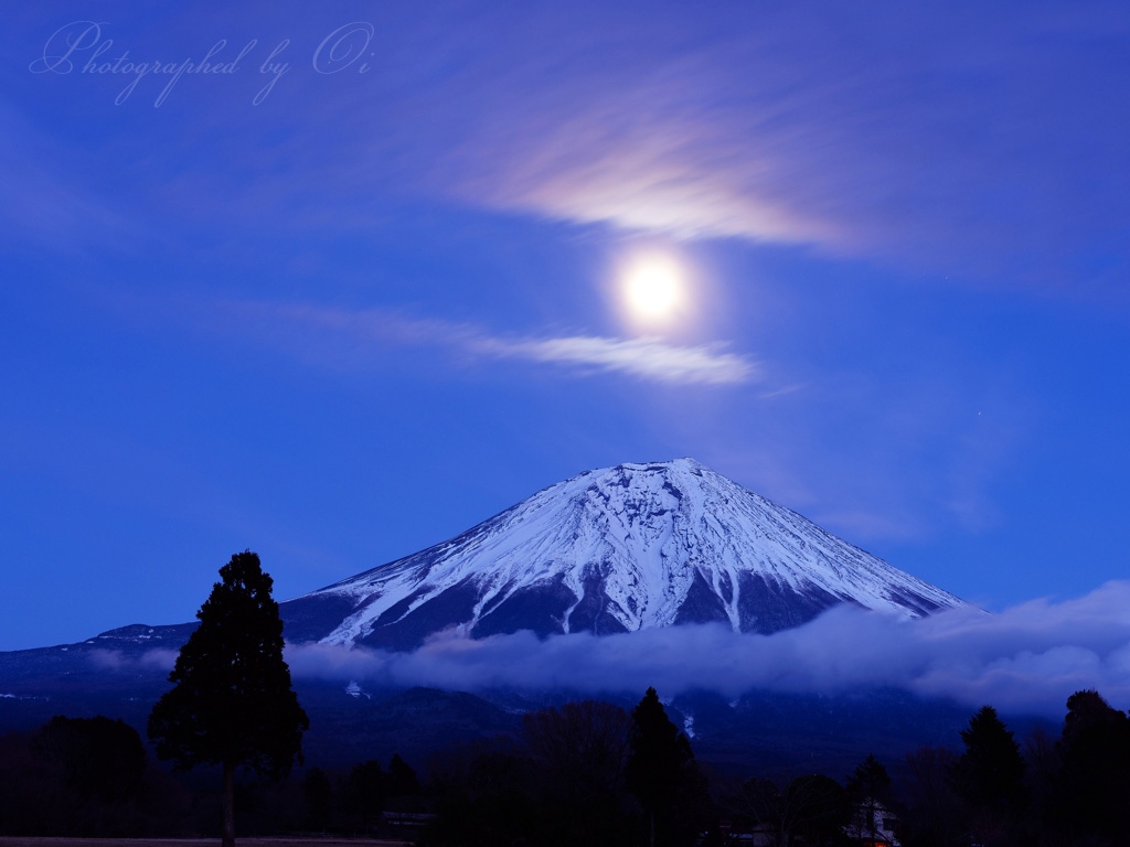 朝霧高原のパール富士の写真̌̎暮空に浮かぶ眼̏ - 田貫湖・朝霧高原・天子山塊周辺エリア࿸静岡ݼ࿹̍