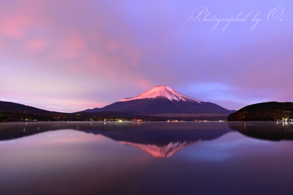 山中湖から望む1焼けのߕ富士の写真̌̎静かなる色めき̏ - 山中湖・忍野村・梨ヶ原エリア࿸山梨ݼ࿹̍
