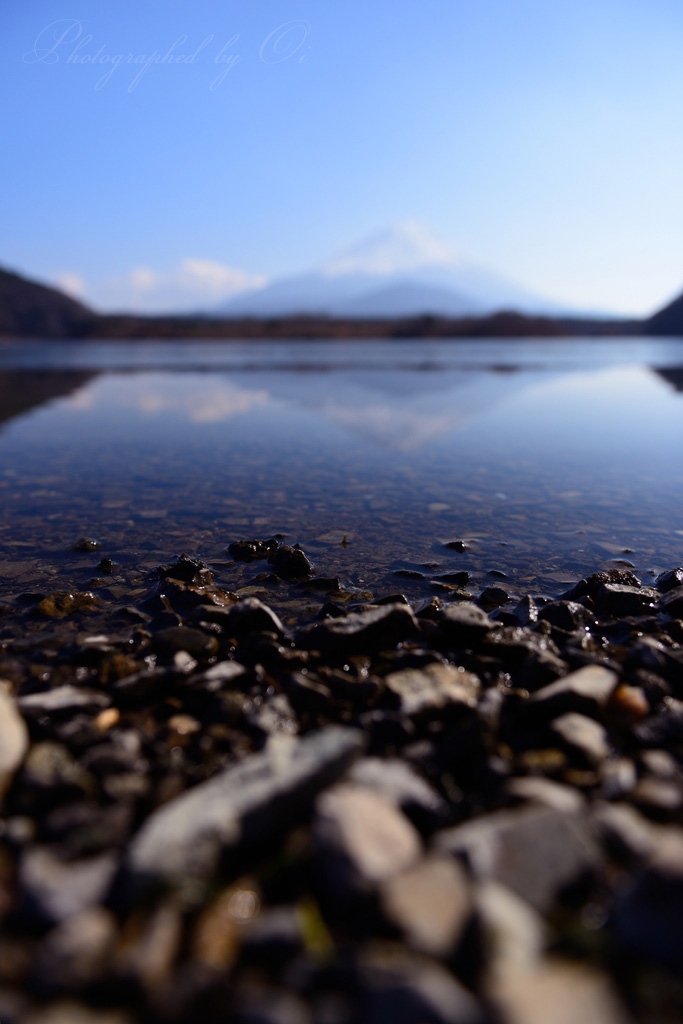 精進湖のआさ富士の写真̌̎石ころ̏ - 精進湖・本栖湖・富士五湖西部周辺エリア࿸山梨ݼ࿹̍