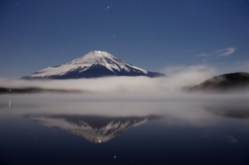 山中湖の逆さ富士の写真