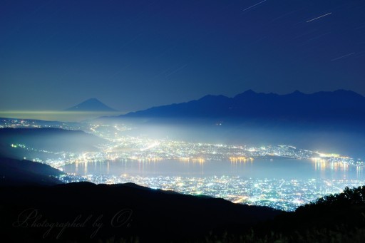高ボッチ高原から見る諏訪の夜景の写真