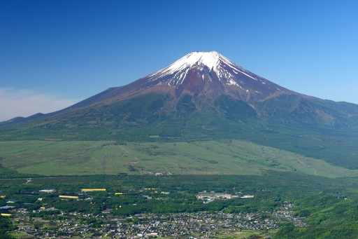 杓子山から望む新緑の富士山（5月）の写真