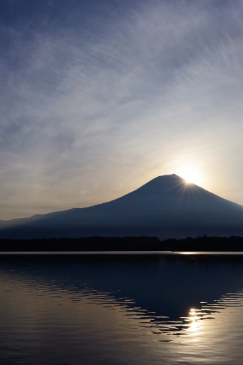 田貫湖からの富士山と日の出の写真