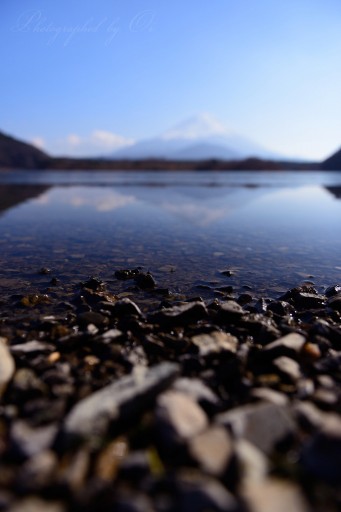 精進湖の逆さ富士の写真