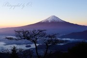 新道峠から見る富士山の写真 「夜明けの色」