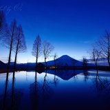 ふもとっぱらの夜明けの逆さ富士の写真 「夜明けのスクリーン」
