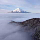 三つ峠の雲海と富士山の写真 「押し寄せる」