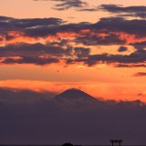真名瀬海岸の夕焼けと富士山の写真 「黄昏遠く」